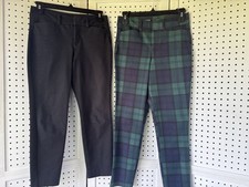 LOT/2 Old Navy High Rise Pixie Never Fade Pants Size 0 Petite Black / Plaid