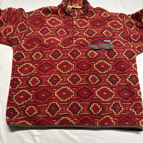 Patagonia Yanaba Aztec Navajo Synchilla Snap-T Fleece Pullover Red Mens 2XL - Bild 5 von 11