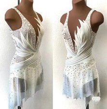 Ice Figure Skating Dress Rhythmic Gymnastics Twirling Competition white