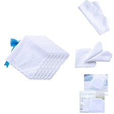 Luxury White Cotton Hankies with Embroidered Scalloped Edge - Perfect for DIY