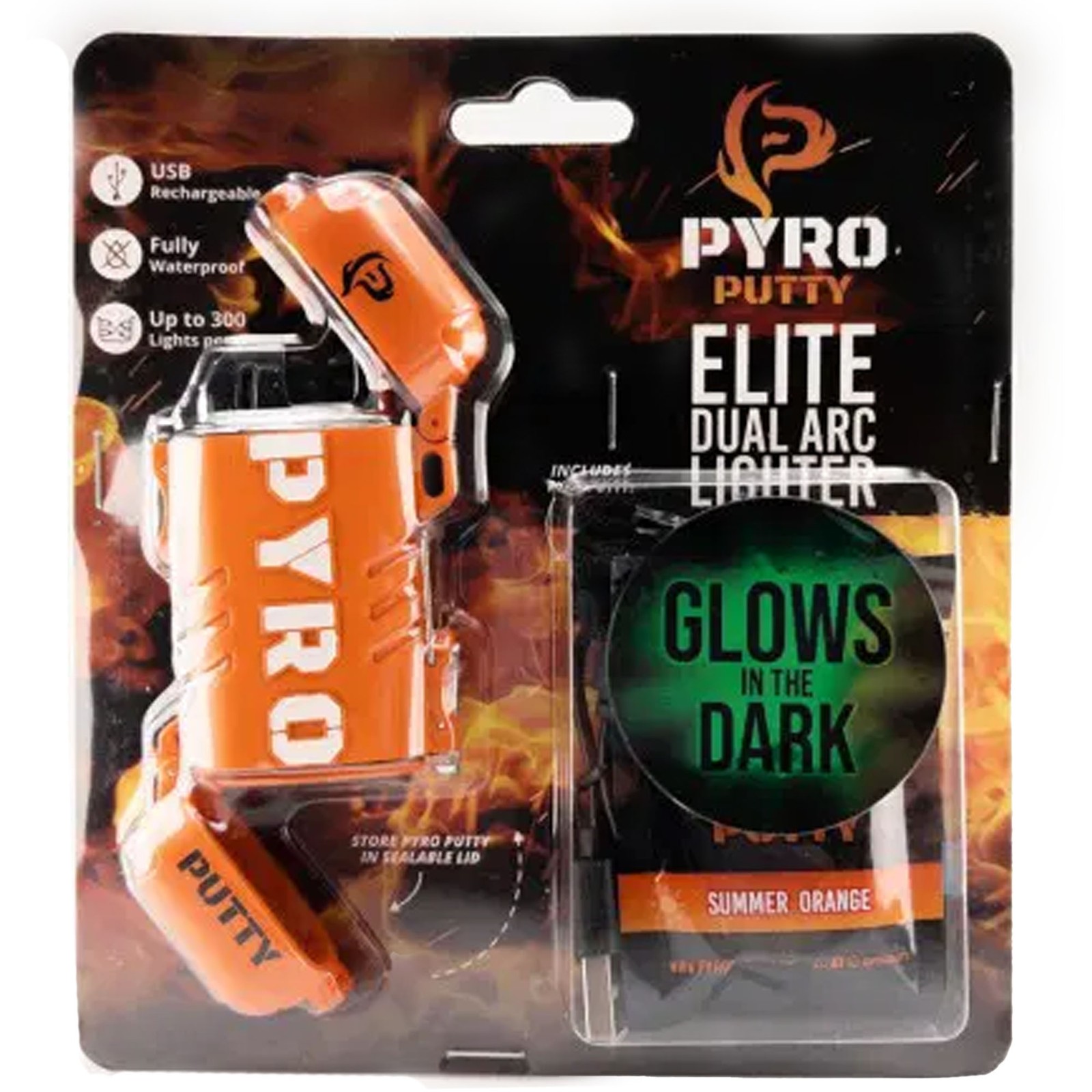 Pyro Putty Rechargeable Dual Arc Lighter and Compartment, Windproof & Waterproof