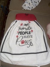 Dog Themed Hanging Kitchen Towel, Handcrafted My Favorite People Have Paws