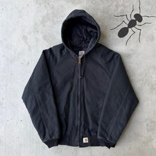 Carhartt J268 BLK black hooded work wear jacket Large