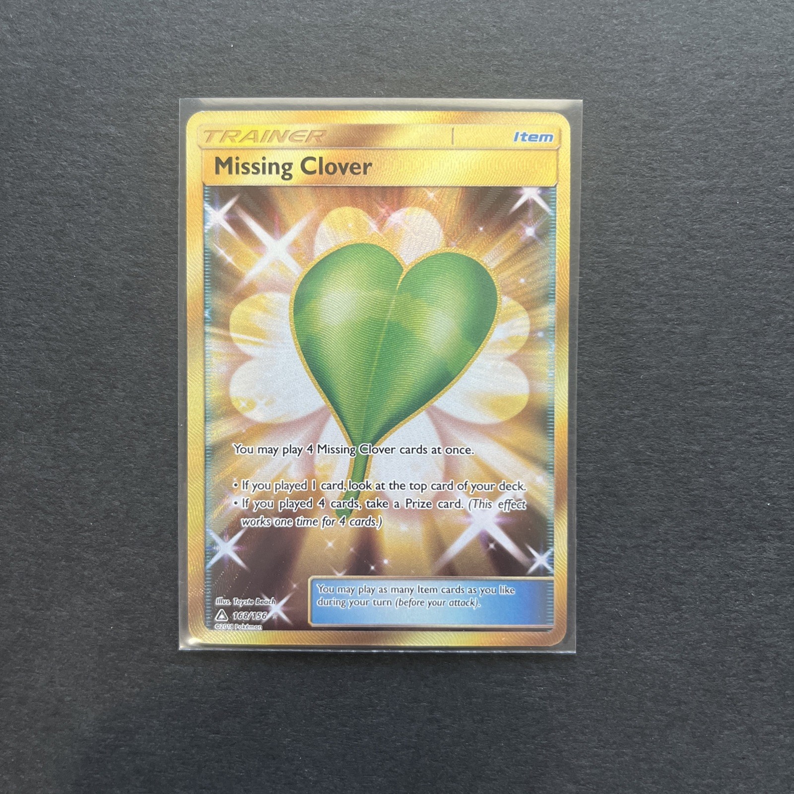 Pokémon TCG Missing Clover Ultra Prism Holo Card 168/156 Secret Rare NM