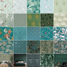 Green Wallpaper Sage Teal Emerald Floral Wood Panel Marble & More