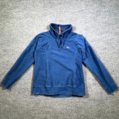 Tommy Hilfiger Sport Pullover Men's M Blue Denim Drawstring Collar Streetwear