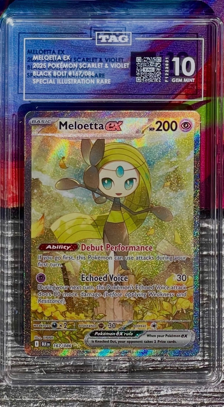 Meloetta ex 167/086 TAG 10 SV Black Bolt Special Illustration Rare Pokémon PSA