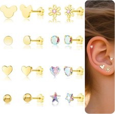 Hypoallergenic 14K Gold Earrings for Girls Women, Toddler Screw Back Baby Earrin