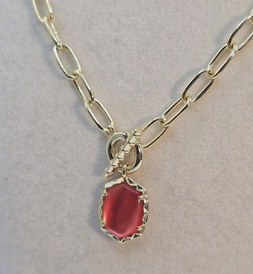 Kendra Scott Daphne Link Necklace in Gold Tone w/Peach Stone NWT 