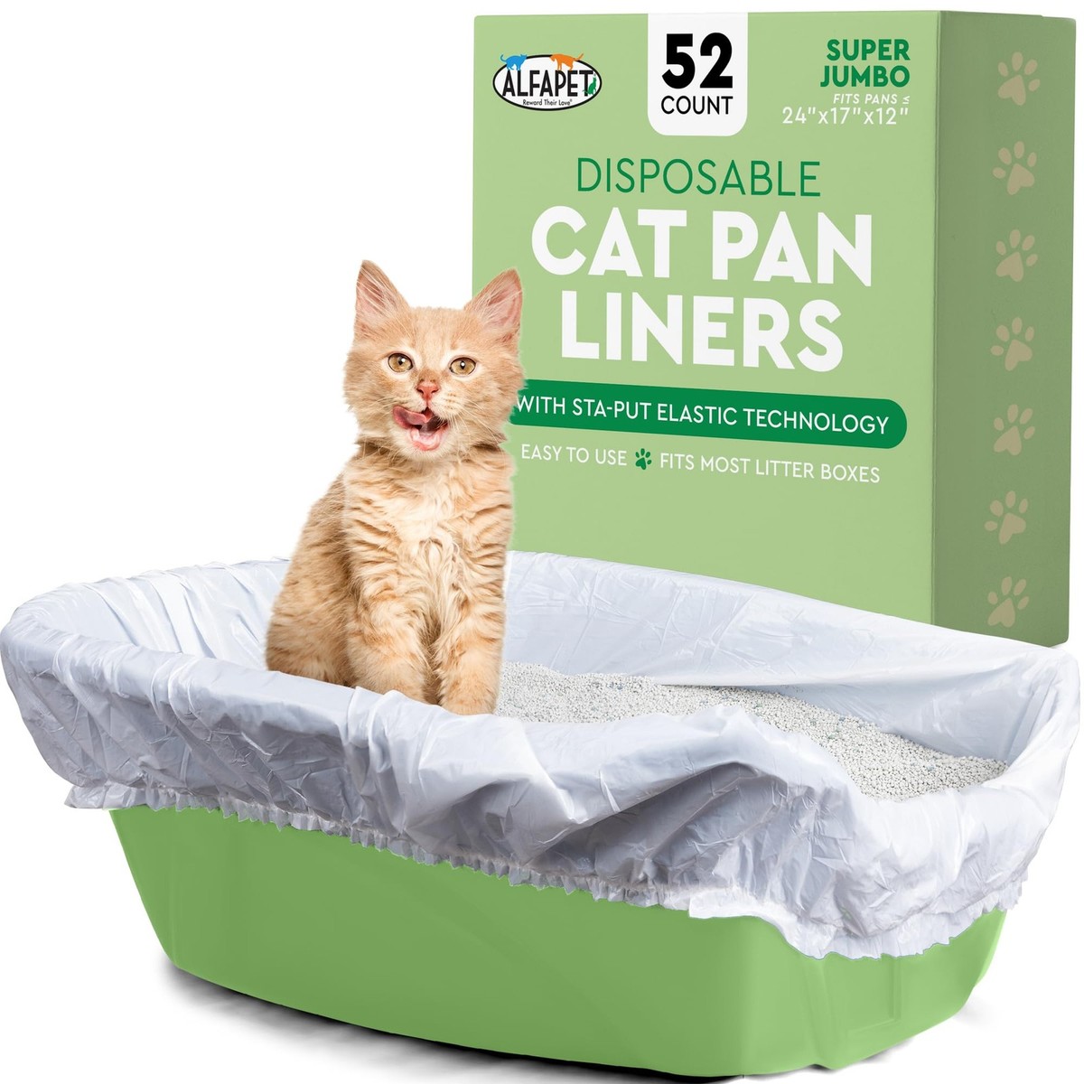 Litter Box Elastic Liners 52 Pack-For Extra-Giant jumbo super