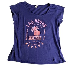 Salt Creek Apparel Vegas Good Vibes Palm Tree Graphic T Shirt Women's M Purple