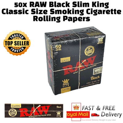 RAW Black Slim King Classic Size Natural Smoking Zigaretten Blättchen