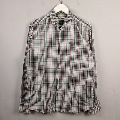 Barbour Herren Medium Tailored Fit Karohemd grün lila Baumwolle Rennpferd