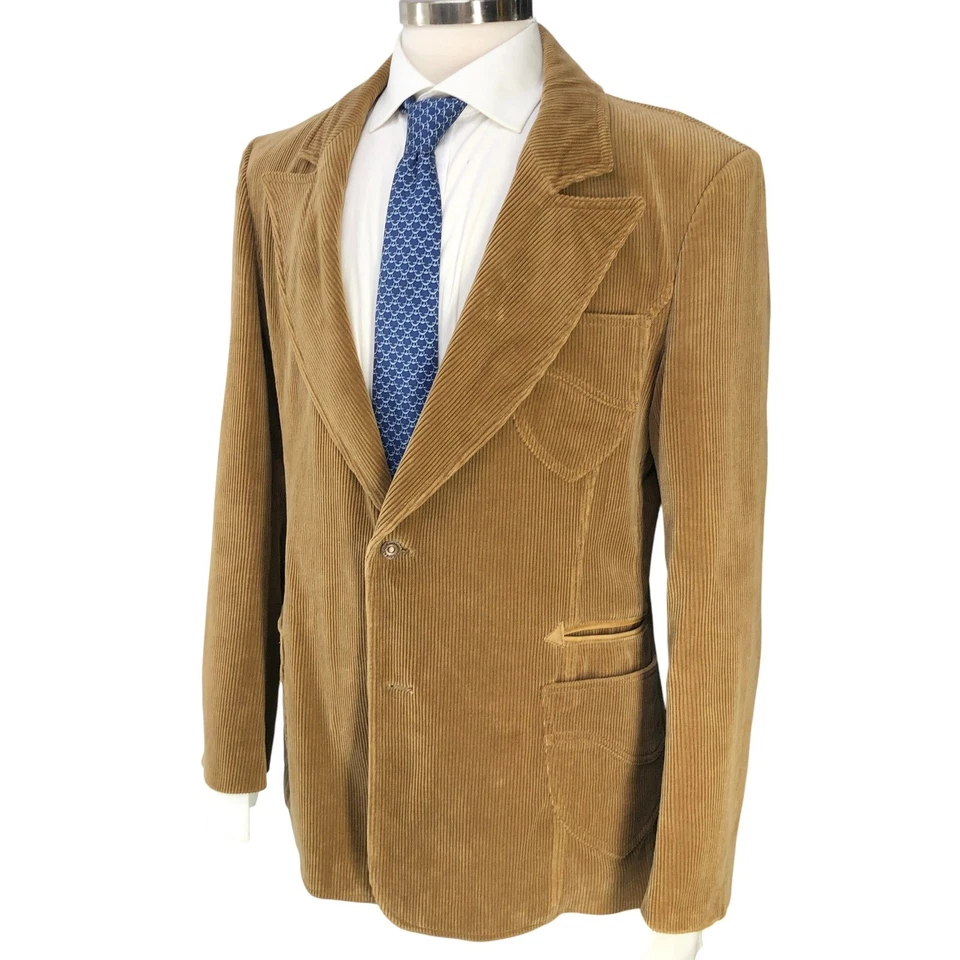 Traje de pana vintage Fox Safety Goods para hombre 40 parche en el codo camel *MANCHADO Foto 2 de 4