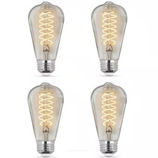 60-Watt Equivalent ST19 Dimmable Spiral Filament Clear Glass E26 Vintage Edison