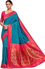 Women's Silk Woven Paithani Saree With Unstiched Blouse Piece, Diwali Gift