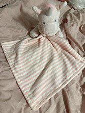 Unicorn Plush Security Blanket Lovey, Pink/White Striped, Girls
