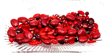6.1 oz. Vintage Modern RED Bead Soup Mixed Loose Bead Harvest Lot Faux Jasper