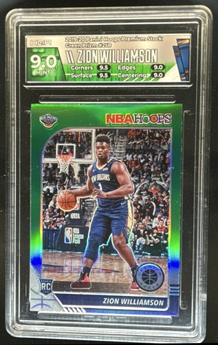 2019-20 Panini Hoops Premium Stock Zion Williamson RC Prizm Green #258 HGA 9