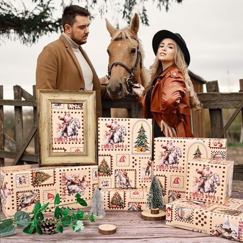Horse Christmas Wrapping Paper Roll for Women Men Boys Kids Girls Western - Picture 3 of 7