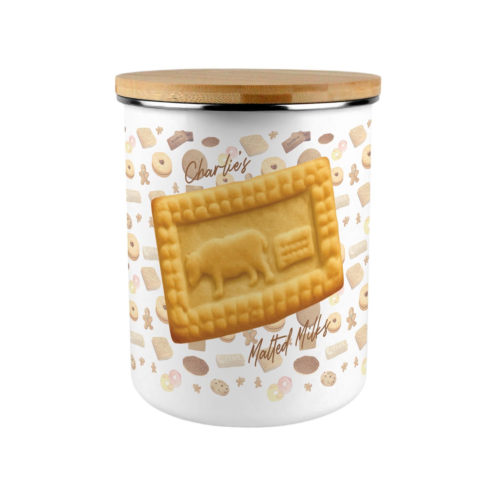 Novelty Personalised Biscuit Tin - XL Cookie Jar Gift - Malted Milk