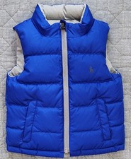 EUC Ralph Lauren Baby Toddler 24M Reversible Down Puffer Vest Royal Blue / Gray