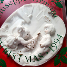 Vintage Christmas Ornament Giuseppe Armani 1994 Italy Porcelain Boy Girl Tree