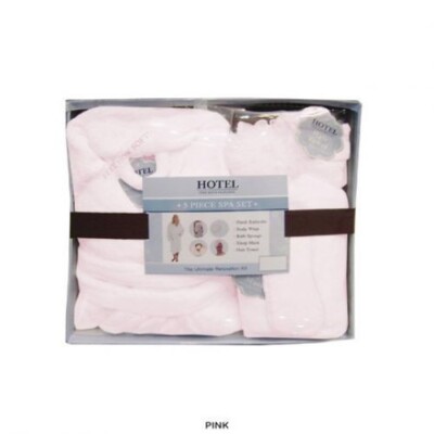 Women Plush Robe Body Wrap Eye Mask 5-PC Gift Hotel Fine Bath Fashions Spa Kit