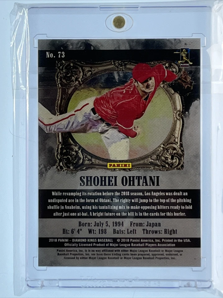 2018 DIAMOND KINGS 73 SHOHEI OHTANI PITCHING ROOKIE CARD SEPIA VARIATION ANGELS  - Image 2 of 2