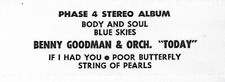 Benny Goodman & Orch. Today, Body & Soul/Blue Skies, Jukebox Label 33