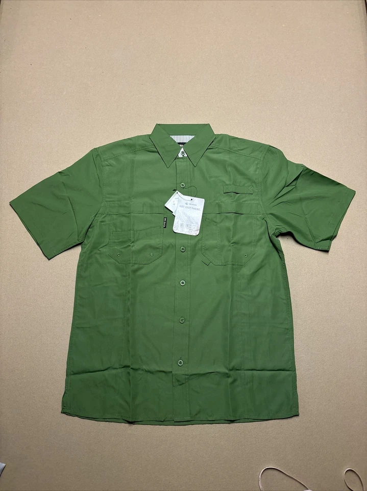 Dri Duck Fishing Shirt Mens Small Green Short Sleeve Vented Water Res New S - Image 4 of 4