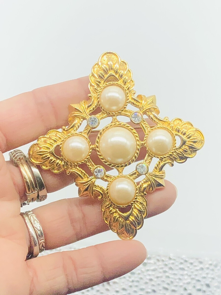 KJL For Avon Maltese Cross Brooch Pendant Kenneth J Lane Faux
