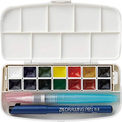 KG3011 Kuretake Gansai Tambi Aquarell Kompakt 14 Farben Set Brush Pen Palette