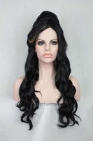 Amy Winehouse Long Black Beehive Wig + Free Tattoos Set Of 9 Guidette Costume Amy Winehouse Long Black Beehive Wig + Free Tattoos Set Of 9 Guidette Costume