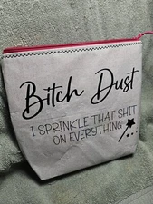 makeup travel bag zipper pouch HANDMADE Bitchdust