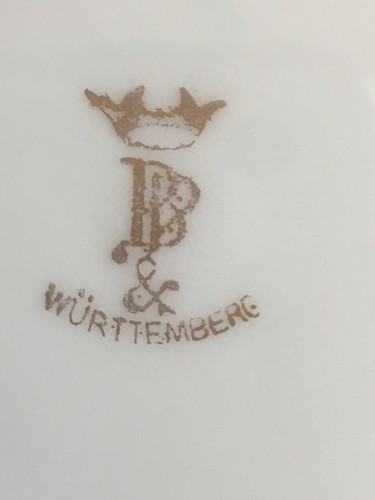 RARE ANTIQUE 1904-1918 BP WURTTEMBERG GOLD RIM WHITE HOTEL PORCELAIN PLATES MINT - Picture 3 of 10