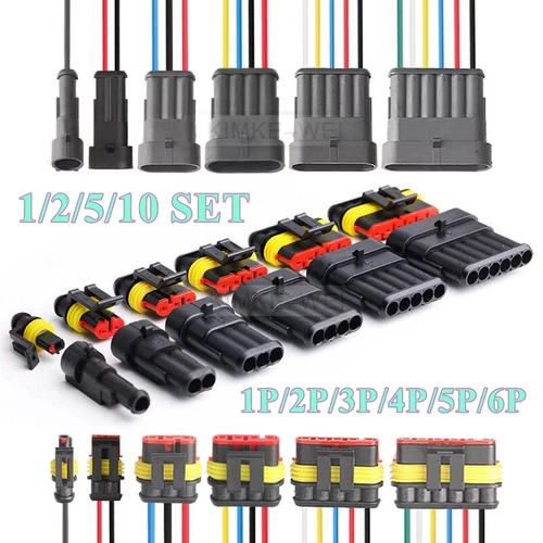 1 2 3 4 5 6 Pin/Way AMP Superseal Waterproof Electrical Connector Plug Kits