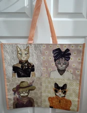 TJmaxx Reusable shopping bag FANCY Lady Cats in Hats Scarves Glasses
