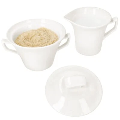 2tlg. Set Ivory Milchkännchen & Zucker-Dose + Deckel Porzellan Kanne weiß - Bild 1 von 4