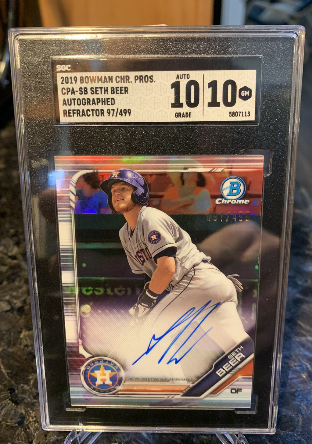 2019 Bowman Chrome SETH BEER #CPASB Auto  Refractor /499 SGC 10/10 GEM MINT