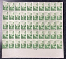 756 Farley Imperf  Sheet Of 50 No Gum As Issued.