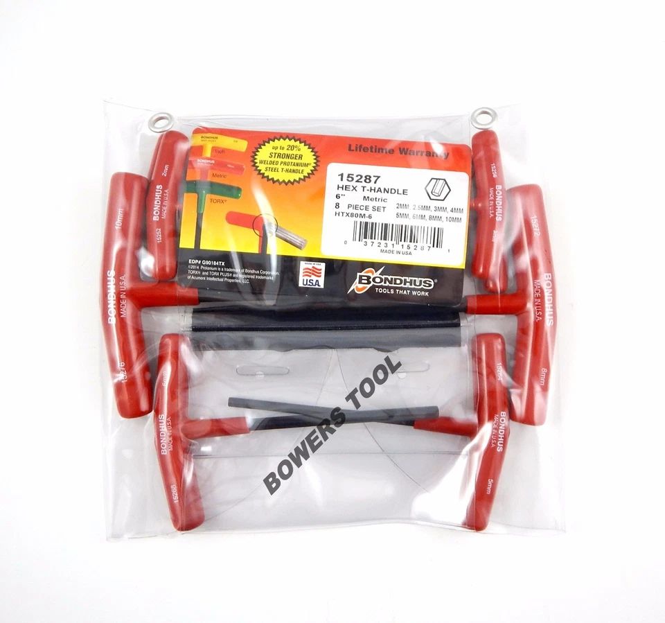 Bondhus 18pc 6in. T Handle Hex Wrench Set Metric & SAE Standard Inch MADE IN USA - Image 2 of 4