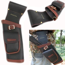 Archery Arrow Quiver Leather Hip Bag Waist Holder Recurve Bow Longbow Hunting