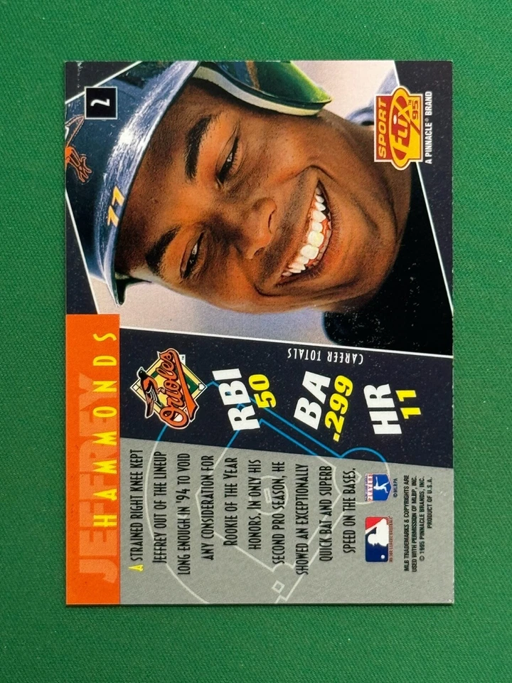 1995 Pinnacle Sport Flix Baseball #2 Jeffrey Hammonds Base - Image 2 of 2