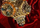  GOLDEN GASMASK COUTOURE handmade rhinestone crystal CHARLES MONIZ mask masque — photo 7