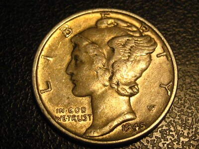 1945-P 90% Silver Mercury Head Dime #2 XF/AU    ^^^^^