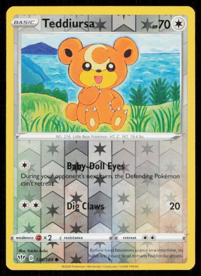 Pokemon - Teddiursa - 138/189 - Reverse Holo - Darkness  Ablaze - NM/M
