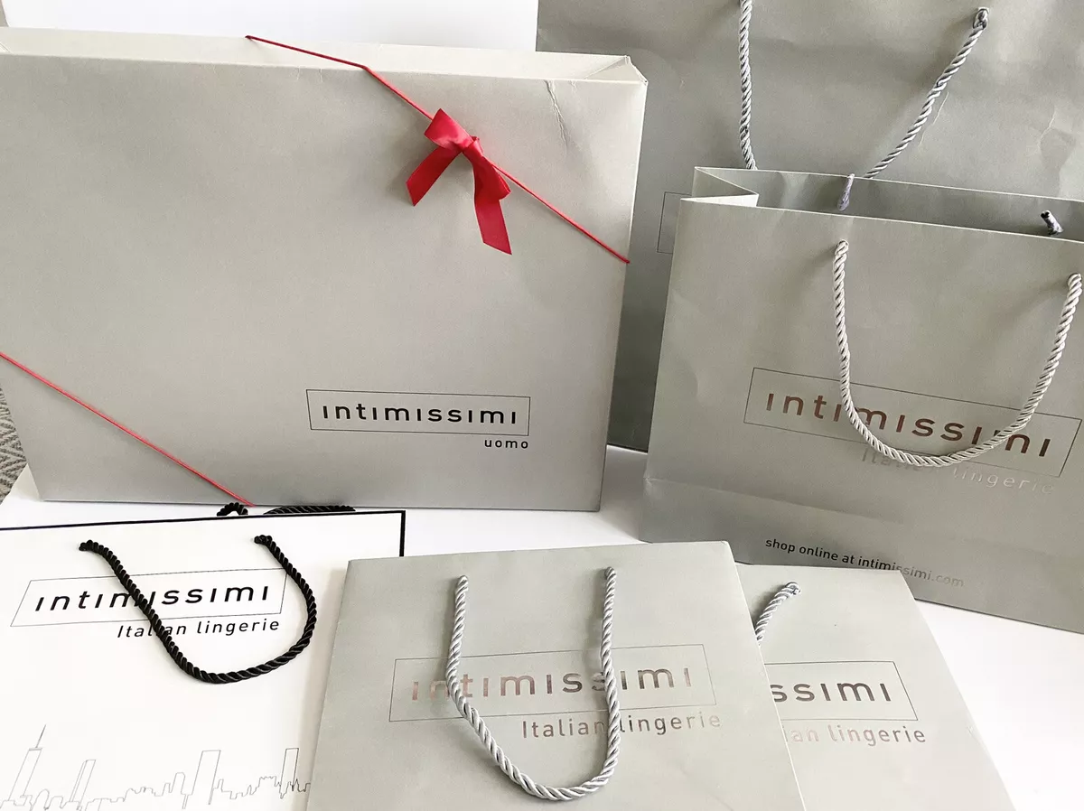 Intimissimi Italian Lingerie 1 Large, 2 Medium, 3 Small Shopping Bags,1  Gift Box