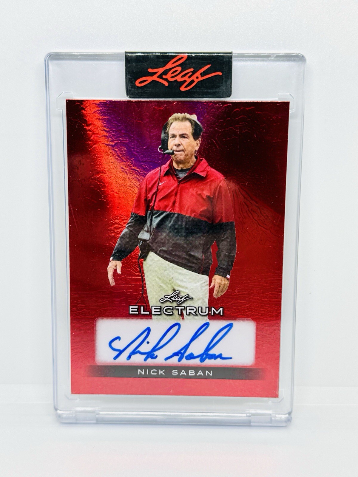2024 Leaf Electrum NICK SABAN Signature Red Prizm Auto 2/2 Alabama GOAT