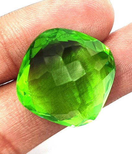38.45 Carat Czech Republic Green Moldavite Cushion Shape Certified Gemstone LVJ - Picture 6 of 7